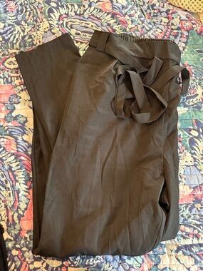 Black Wide-Leg Tie-Waist Pants